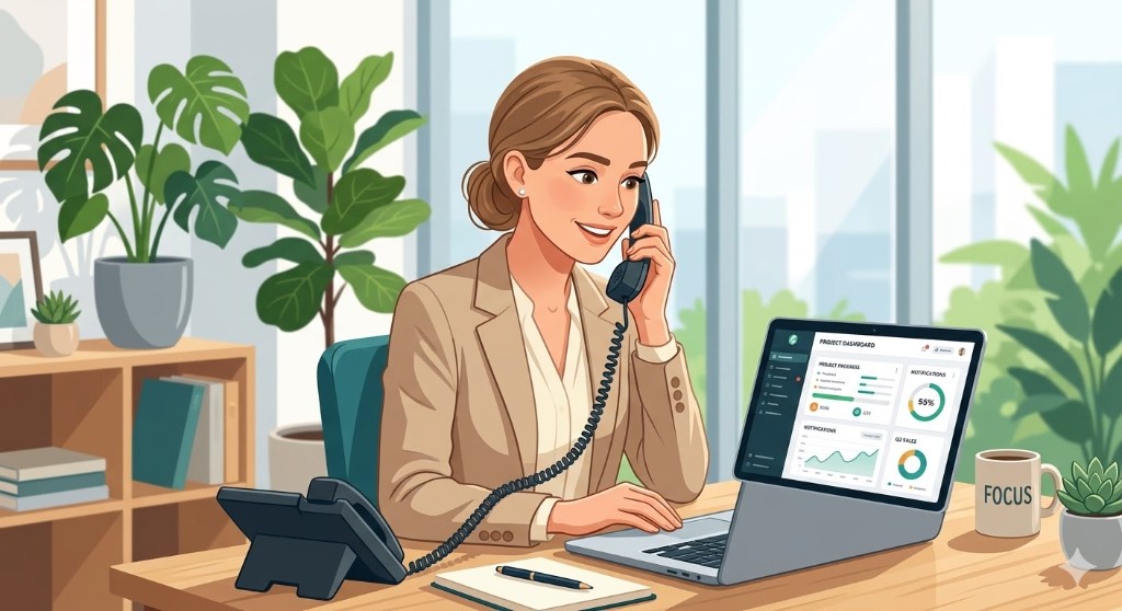 Assistante administrative au téléphone